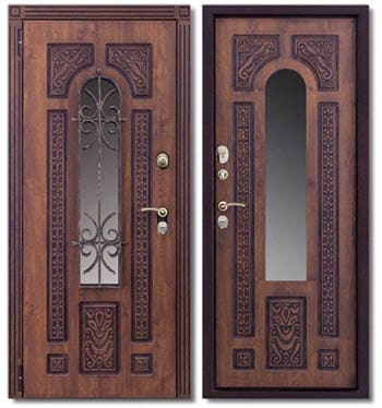 Входные двери со стеклопакетом и ковкой - Лацио